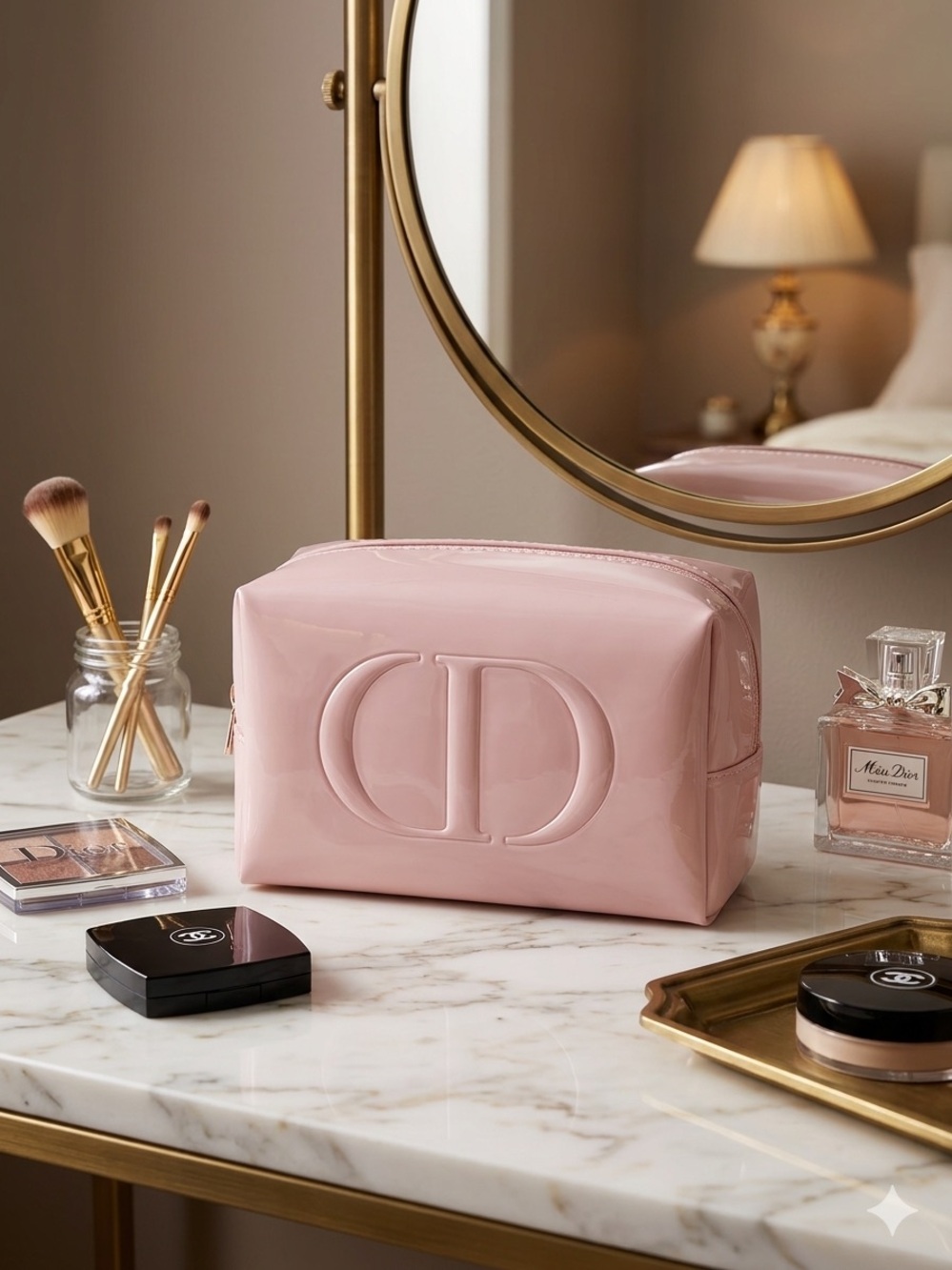 Dior Blush Pink Patent Cosmetic Pouch